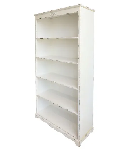Krémová antik dřevěná knihovna s policemi Jacquline - 106*39*200 cm Chic Antique