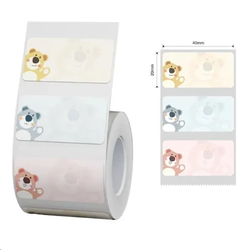 Niimbot A2A78838501, 40x20mm, 320ks, Medvídci, barevné samolepicí štítky