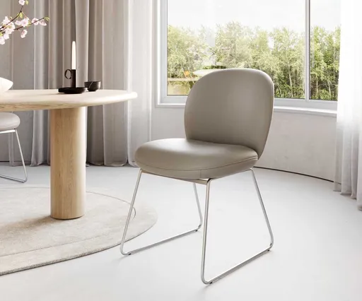 Jídelní židle Nube-Flex tenká podnož nerezová ocel pravá kůže