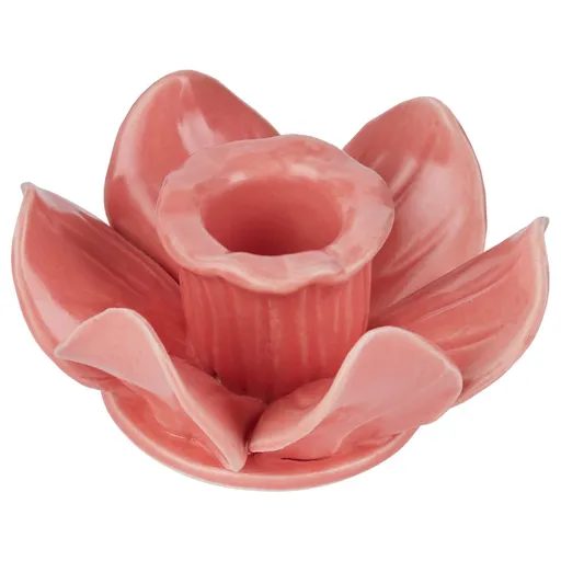 BLOSSOM Svícen na dlouhou svíčku květ - růžová