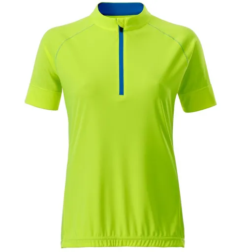 James & Nicholson (Daiber) Dámský cyklistický dres s krátkým zipem JN513 - Jasně žlutá / jasně modrá | L
