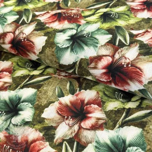 Viskóza se lnem Azalea design C digital print