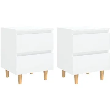 Noční stolky nohy z borovice 2 ks bílé vysoký lesk 40x35x50 cm (805864)