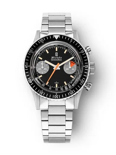 Nivada Grenchen Chronomaster Orange Boy SL Inter. Bezel - Manual - Bracelet Flat Link