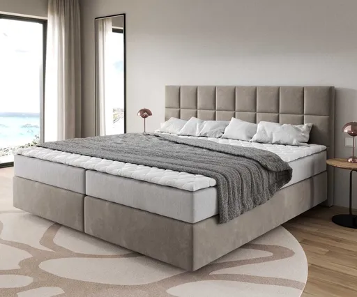 Boxspring postel Dream-Fine mikrovlákno béžová 200x200 cm