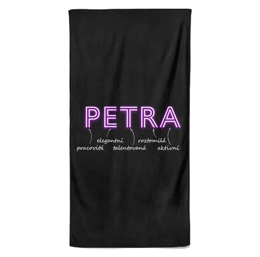 Osuška Ženská jména – NEON (Jméno: Petra, Velikost osušky: 100x170cm)