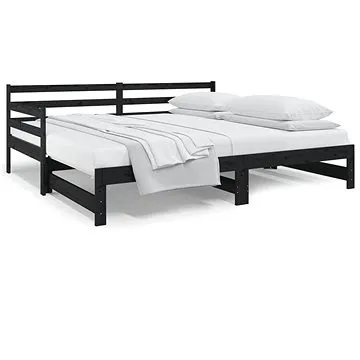 Výsuvná postel černá 2× (80 × 200) cm masivní borovice, 814703 (814703)