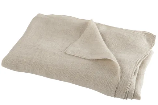 Béžový lněný přehoz s třásňovitým lemem - 150*0,5*200 cm J-Line by Jolipa