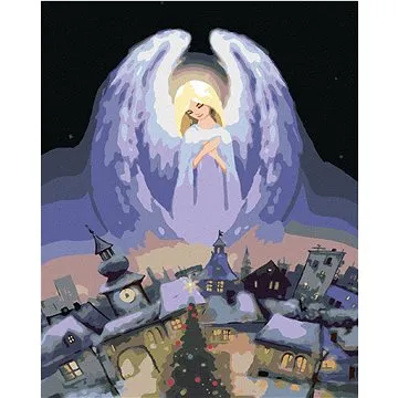 Diamondi - Diamantové malování - ANDĚL NAD MĚSTEM, 40x50 cm, Vypnuté plátno na rám (606506B)