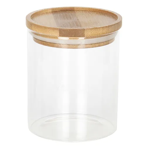 Skleněná dóza s hnědým těsnícím víčkem - Ø 8*10 cm Clayre & Eef