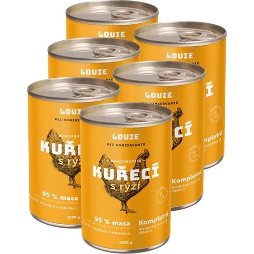 LOUIE KUŘECÍ S RÝŽÍ 6x 1 200 G Psí konzervy, žlutá, velikost