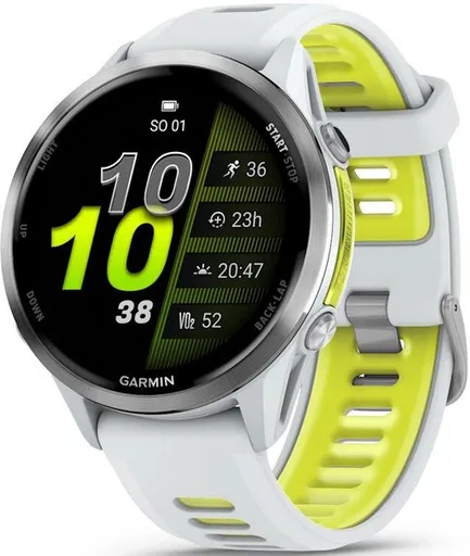 Garmin Forerunner® 970 titanová luneta Whitestone a poloprůhledný řemínek Whitestone/Amp Yellow 010-02969-11