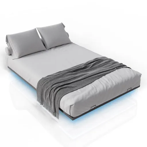 Designová postel 140 x 200 černá s LED podsvícením