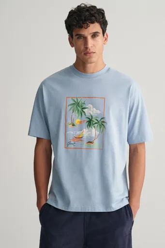 TRIČKO GANT HAWAII PRINTED GRAPHIC SS T-SHIRT DOVE BLUE
