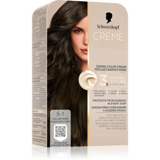 Schwarzkopf Creme Supreme permanentní barva na vlasy odstín 5-1 Chladná světlá hnědá 60 ml