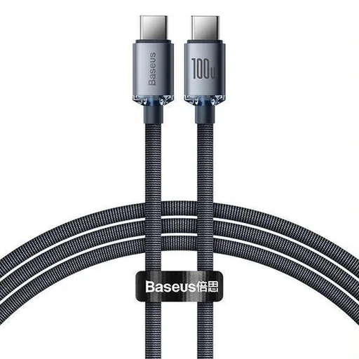 Kabel BASEUS Crystal Shine USB-C/USB-C 1,2m Black 100W
