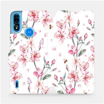 Flipové pouzdro na mobil Motorola Moto E7 Power - M124S Růžové květy (5903516684762)