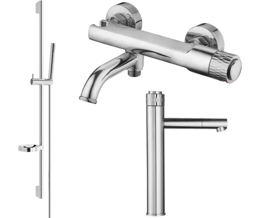 MEXEN/S Diamond DS70 Set umyvadlové a vanové baterie s příslušenstvím, chrom 71513DS70-00