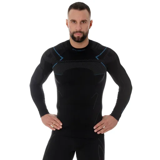 Pánské triko Brubeck Thermo s dlouhým rukávem Black/Blue S