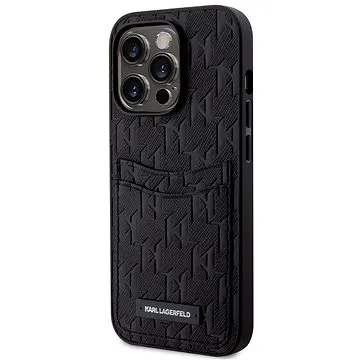 Karl Lagerfeld Saffiano Monogram Card Slot Zadní Kryt pro iPhone 13 Pro Black (KLHCP13LSAKLHPPK)