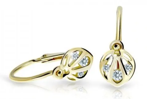 Cutie Jewellery Slušivé dětské náušnice ze žlutého zlata C2265-10-X-1 bílá