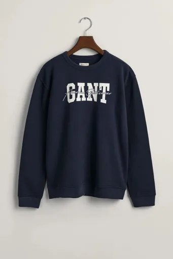 MIKINA GANT ARCH SCRIPT C-NECK EVENING BLUE