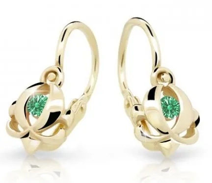 Cutie Jewellery Zlaté dětské náušnice C2218-10-X-1 zelená