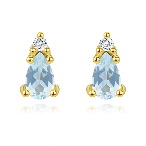 Náušnice ze 14K zlata s topazem ve tvaru slzy a diamantem