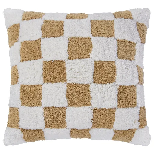 CHECKER STYLE Polštář 50 x 50 cm - hnědá