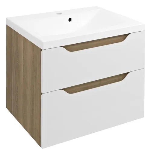 SAPHO WAVE umyvadlová skříňka 60x65x47,8cm, bílá/dub cuneo WA060-3025