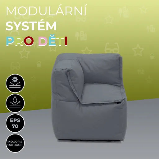 DEOKORK Zahradní dětský textilní rohový díl MODULTEX KIDS (šedá)