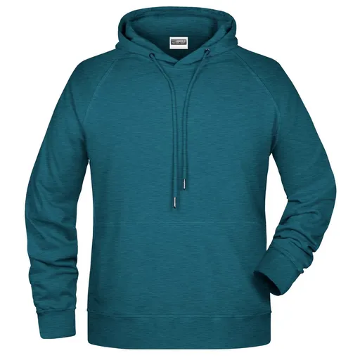 James & Nicholson (Daiber) Pánská mikina s kapucí z biobavlny 8024 - Petrolejový melír | 4XL