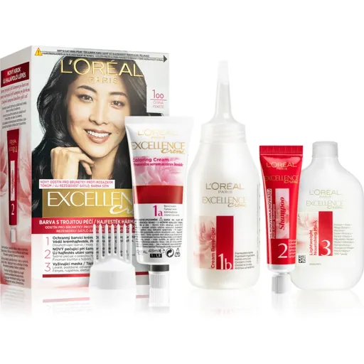 L’Oréal Paris Excellence Creme barva na vlasy odstín 100 True Black 1 ks
