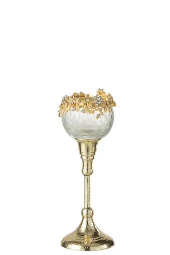 Transparentní svícen na nožičce se zdobením a kamínky Volve S - Ø 8*23cm J-Line by Jolipa