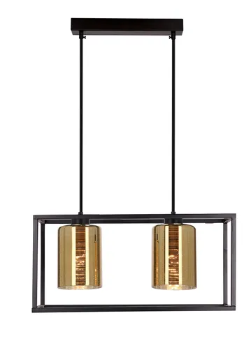 Závěsná lampa LURI 2x40W E27 černá se zlatými stínidly, moderní stropní svítidlo do obývacího pokoje a kuchyně, loftový styl, elegantní minimalismus