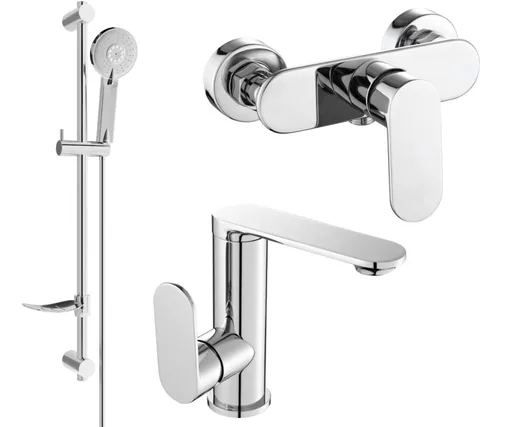 MEXEN/S Milo DF40 SET umyvadlová baterie + sprchová s příslušenstvím, chrom 713054DF40-00