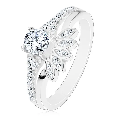 Prsten ze stříbra 925, čirý kulatý zirkon se zářivým vějířem - Velikost: 64