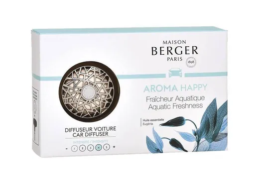 Maison Berger Paris Dárková sada difuzér do auta Aroma Happy chrome + náplň Aquatic Freshness