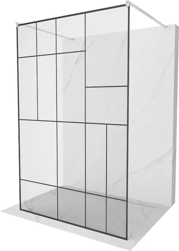 MEXEN/S Kioto samostatně stojící sprchová zástěna 120 x 200, černý vzor 8 mm, nikl kartáčovaná 800-120-002-97-78