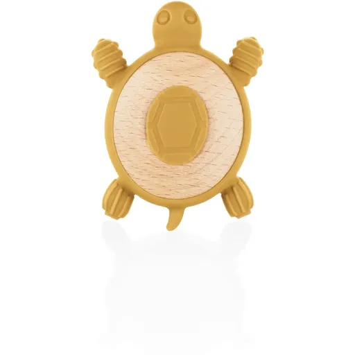 Zopa Silicone Wooden Teether Turtle kousátko 0 m+ Mustard Yellow 1 ks