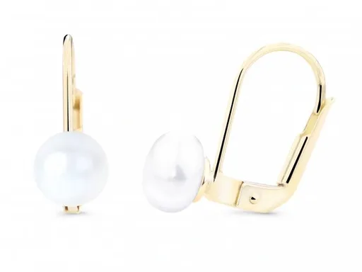 Cutie Jewellery Elegantní visací náušnice ze žlutého zlata s perlou Z8002-55-C4-X-1