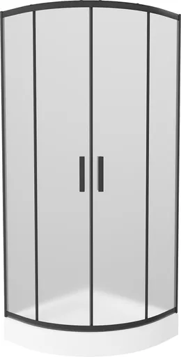 MEXEN/S Rio sprchový kout čtvrtkruh 70 x 70, dekor, černý + vanička Rio včetně výpustě 863-070-070-70-30-4710