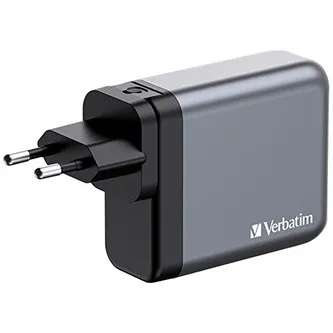 Verbatim GaN 32203, cestovní nabíječka do sítě, USB 3.0, USB C, šedá, 140 W, vyměnitelné vidlice C,G,A