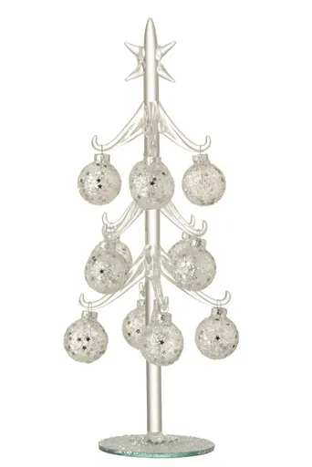 Skleněný stromek se stříbrnými koulemi Baubles Stars  – Ø 12*30 cm J-Line by Jolipa