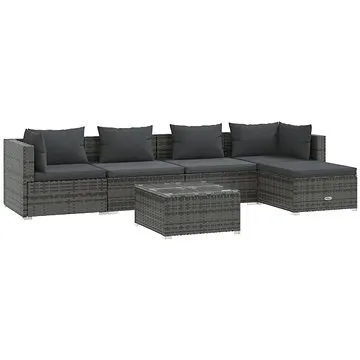 6dílná zahradní sedací souprava s poduškami polyratan šedá, 3101669 (3101669)