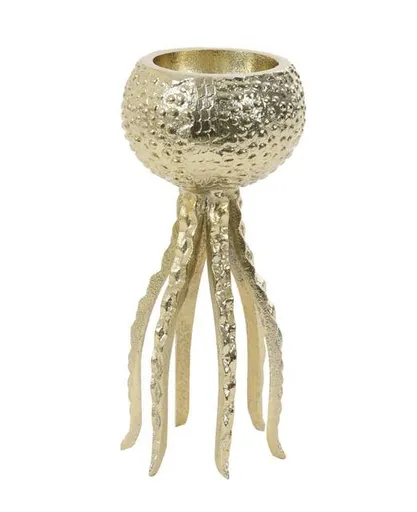 Zlatý kovový svícen Octopus S - Ø 13*25 cm Light & Living