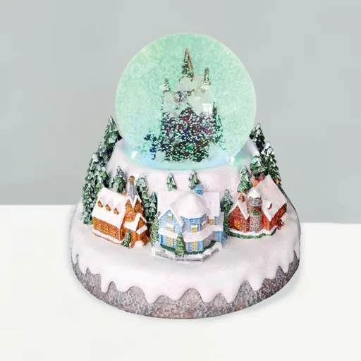 ACA Lighting Vánoční dekorace LED RGB vesnice se sněhovou koulí s hudbou na baterie 3xAA 20x18x20cm X0321