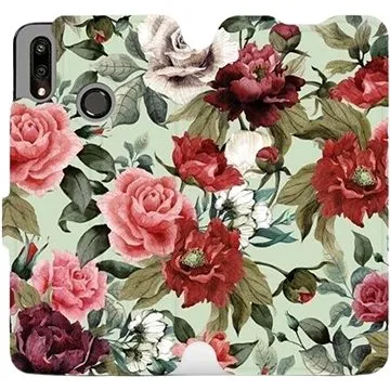 Flipové pouzdro na mobil Huawei P Smart 2019 - MD06P Růže a květy na světle zeleném pozadí (5903226714490)