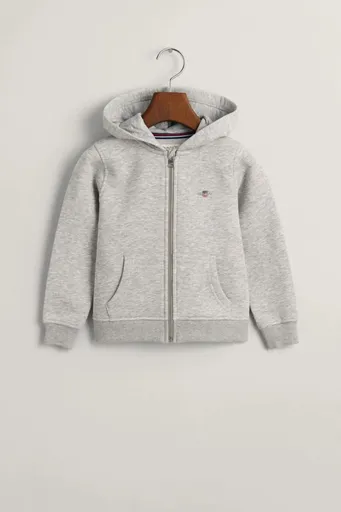 MIKINA GANT SHIELD ZIP HOODIE LIGHT GREY MELANGE