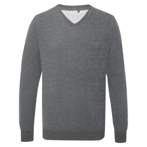 Asquith & Fox Pánský svetr s výstřihem do V - Uhlová | L